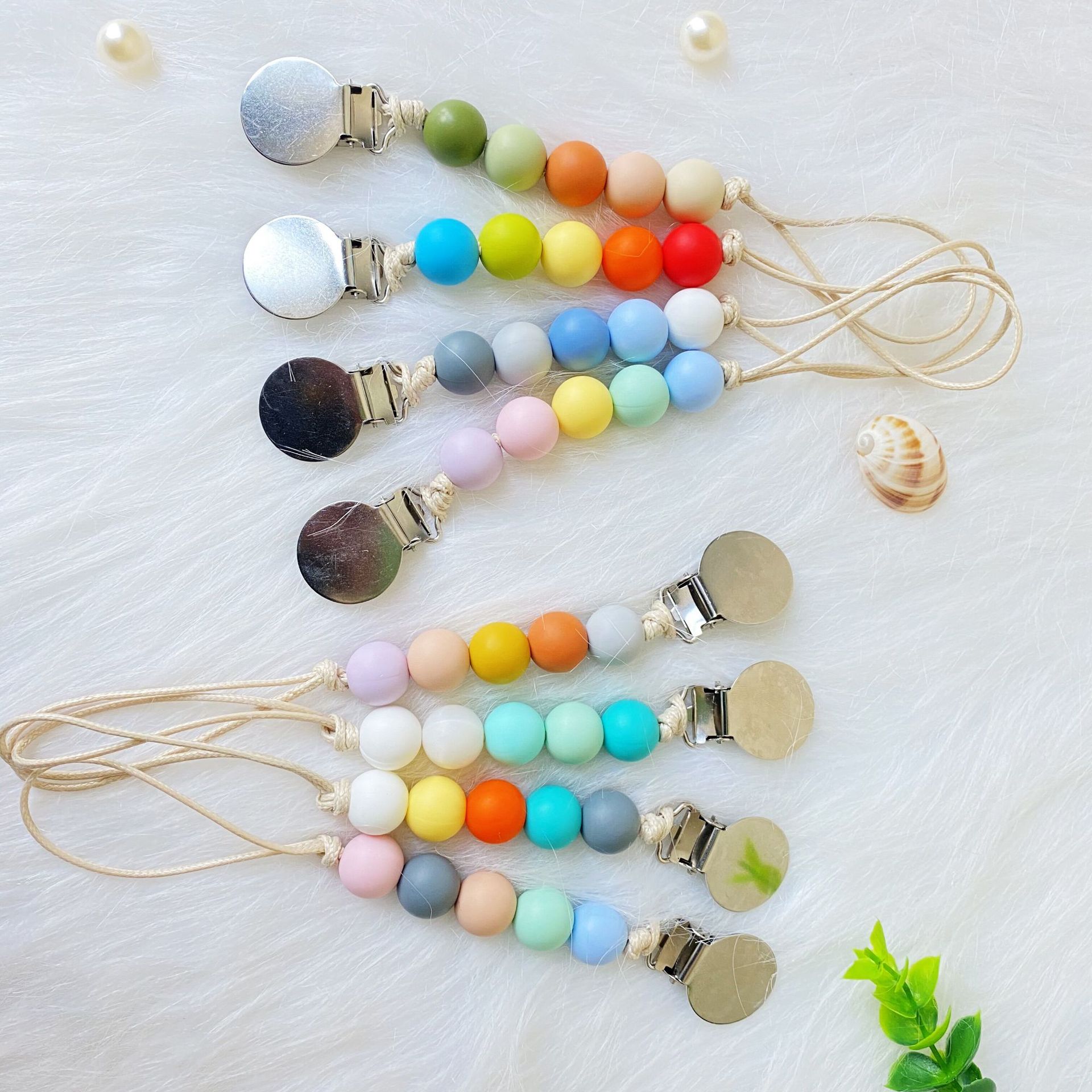 1Pcs Baby Pacifier Clips Silicone Beads DIY Nipple Pacifier Holder Chains Kids Gift Anti-lost Baby Teether Chains