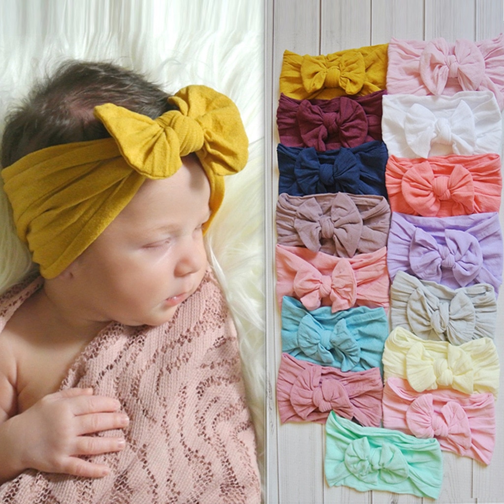Bowknot Elastic Turban Baby Girl Hair Accessories Kids Headband for Children Hair Bands Newborn Photography Cute 0-3 Years Old