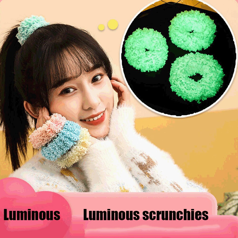2021 New Arrivals Korean Style Glow Scrunchie Elastic Hair Band For Women Girls Hair Gum Ponytail Holder Bands Hair Accessories