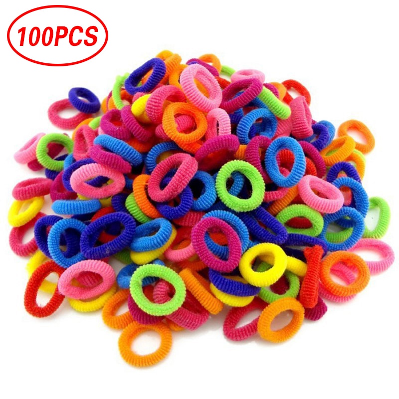 100pcs/set Candy Color Hair Band Ties Elastic Cotton colorful Seamless Hair No-Damage Band Rubber Hair Accessories For Kids