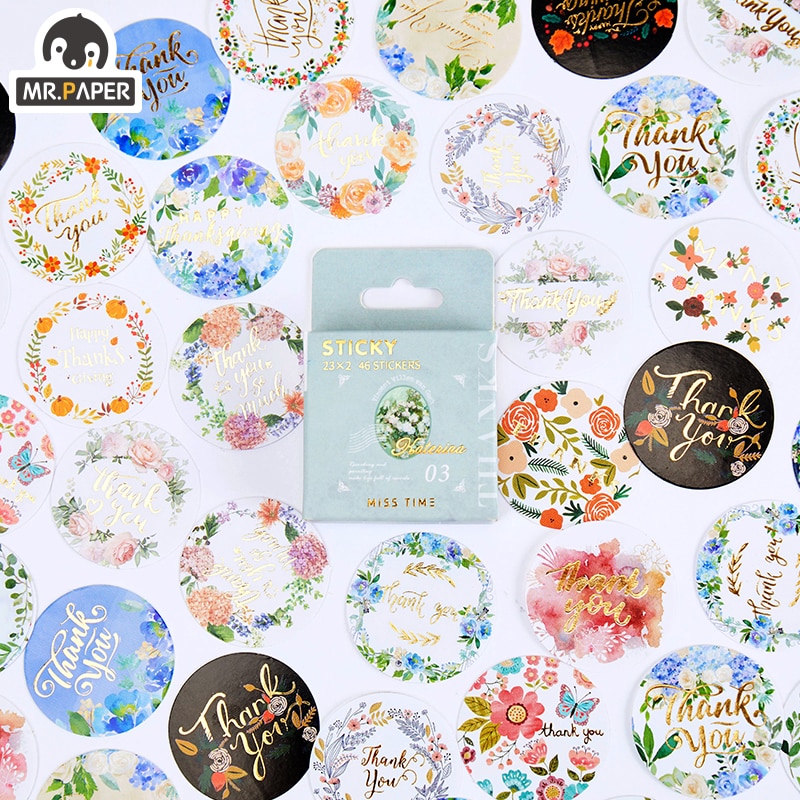 Mr.paper 8 Designs 46 Pcs/box Ins Style Retro Overture Series Boxed Stickers Simple Hand Account Decoration DIY Collage Material