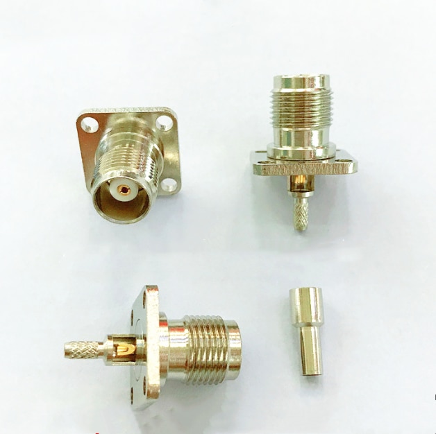 Adapter TNC female 4-holes Flange crimp RG174 RG316 LMR100 cable RF Coaxial Connectors