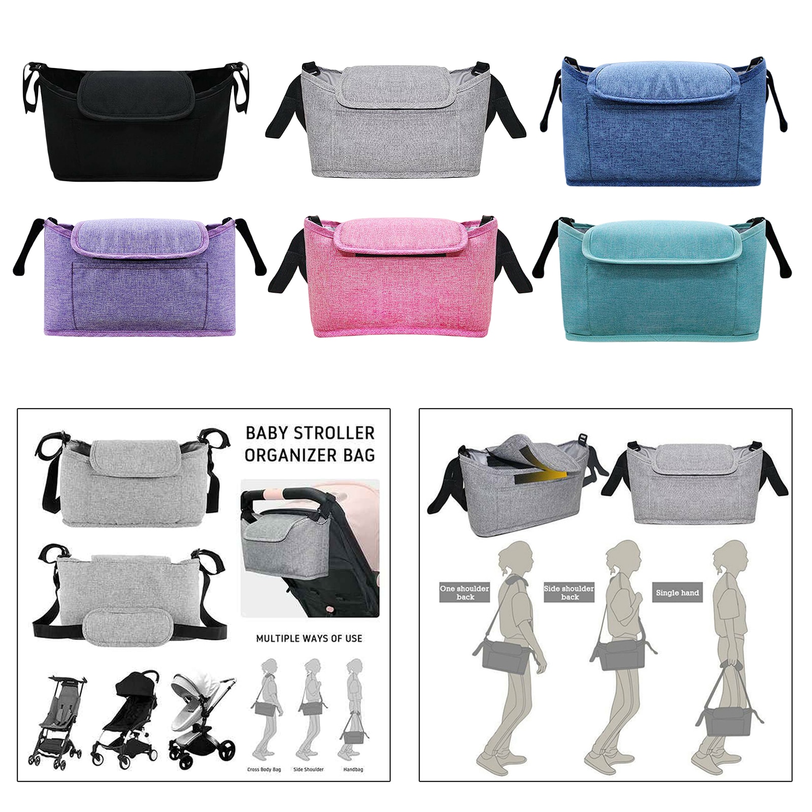 Universal Baby Stroller Organizer Bag Cup Diaper Storage Phone