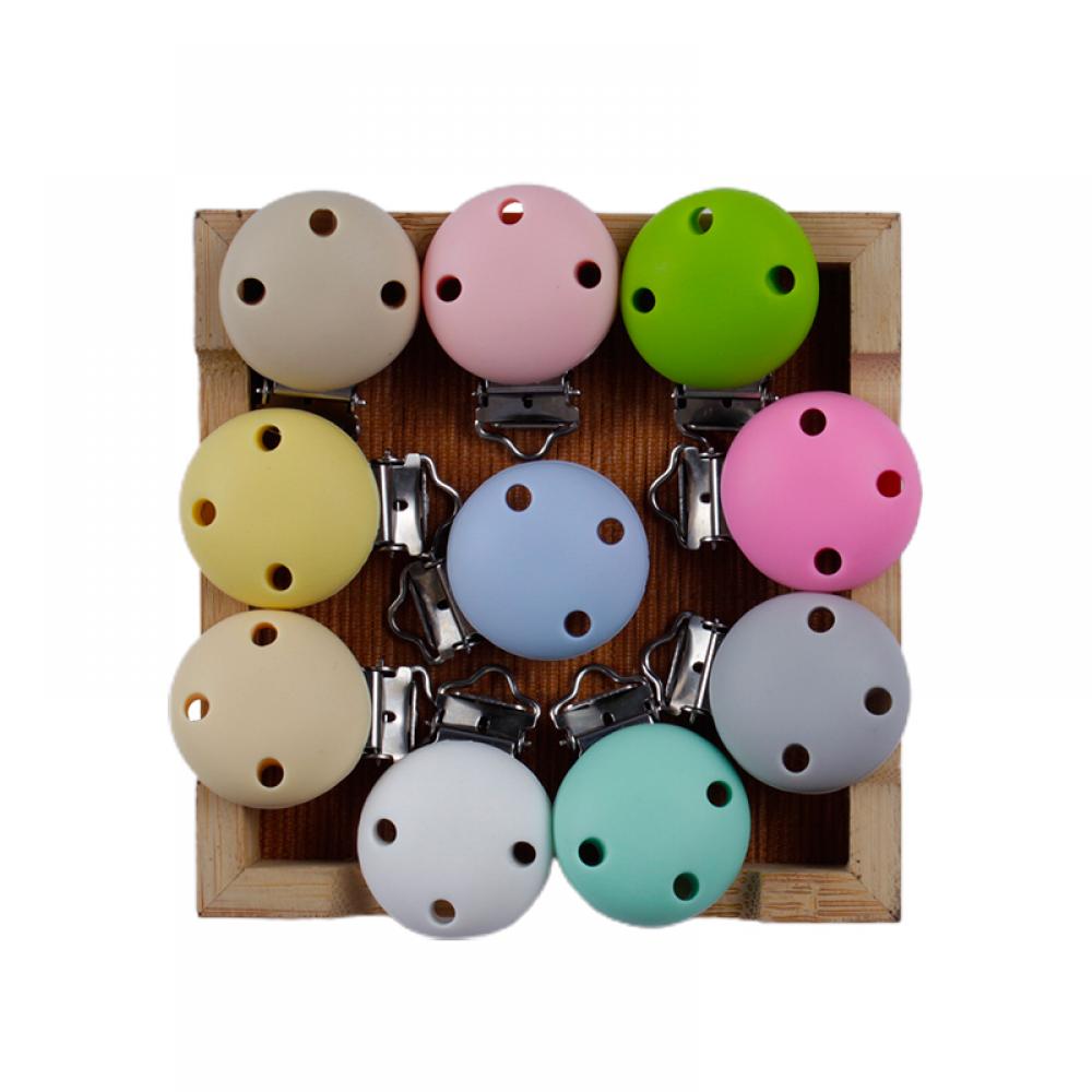 10Pcs/Lot Silicone Round Clip DIY Baby Pacifier Dummy Teether Soother Nursing Jewelry Toy Accessory Holder Teething Clips