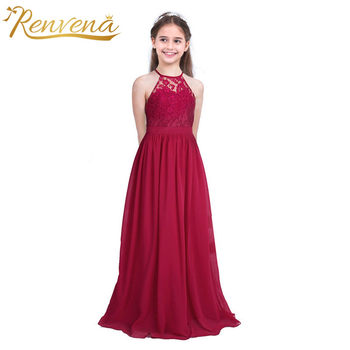 Children Elegant Chiffon Maxi Long Dress Flower Girs Gown Kids Dresses for Girl First Communion Wedding Party Dress Vestido