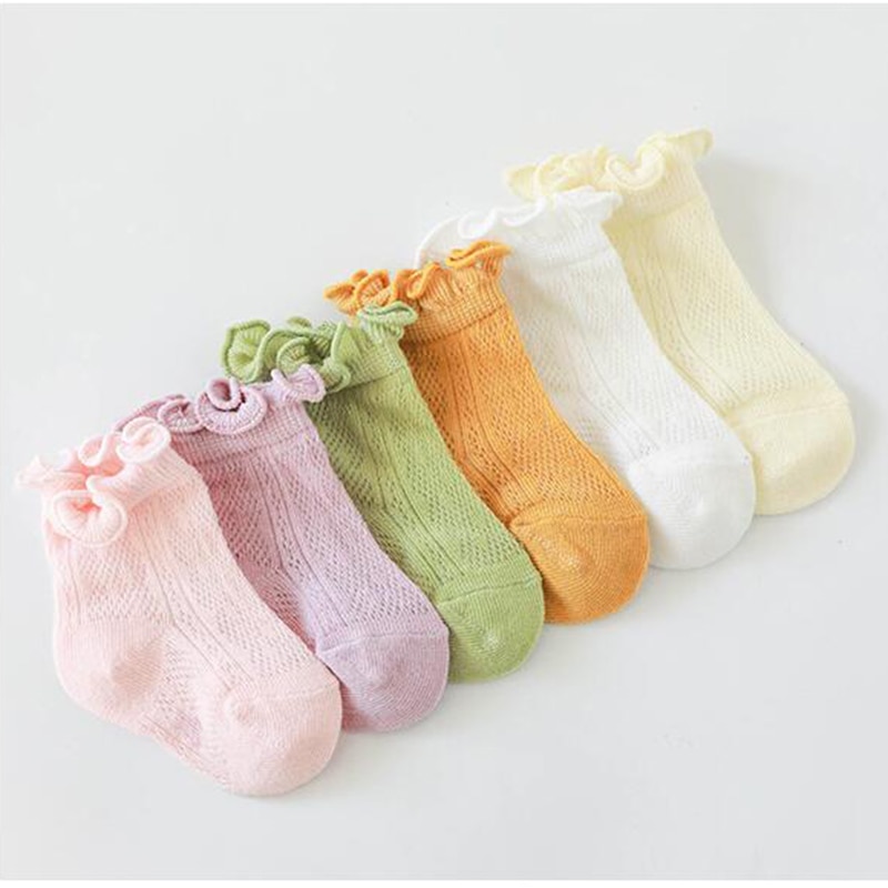 Soft Breathable Baby Boy and Girls Socks Cotton Candy Color Infant Kids Floor Socks for Toddler Girls Fungus Edge Socks Skarpety