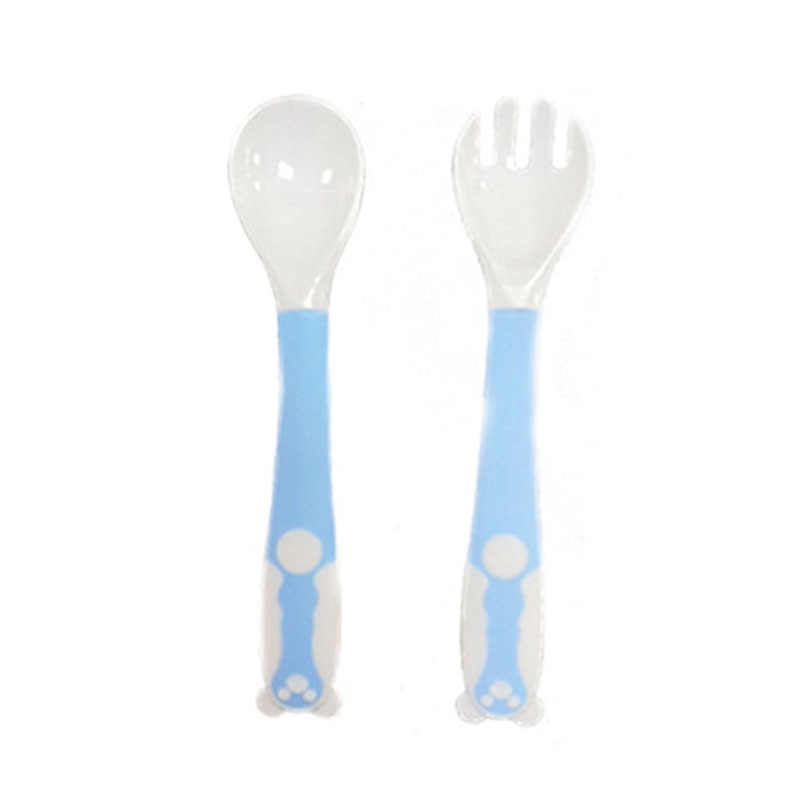 Baby Bendable Silicon Spoon Fork Set Edge Angle of Bend Convenient for Toddlers Infants Kids Learn to Eat Safe Feeding