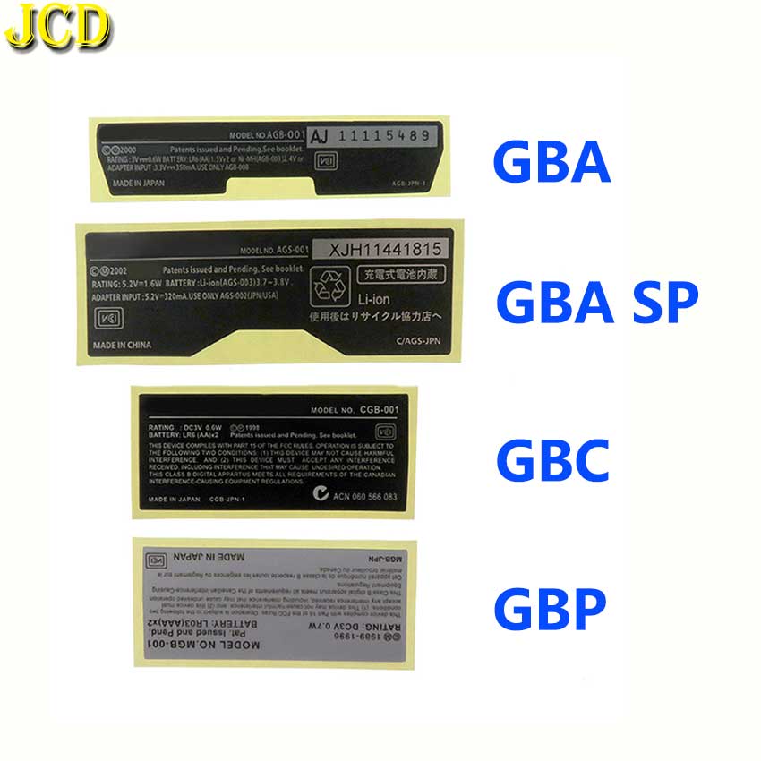 JCD 1PCS Neue Etiketten Aufkleber Ersatz Für Gameboy Advance SP Farbe Für GBA GBA SP GBC GBP Spiel
