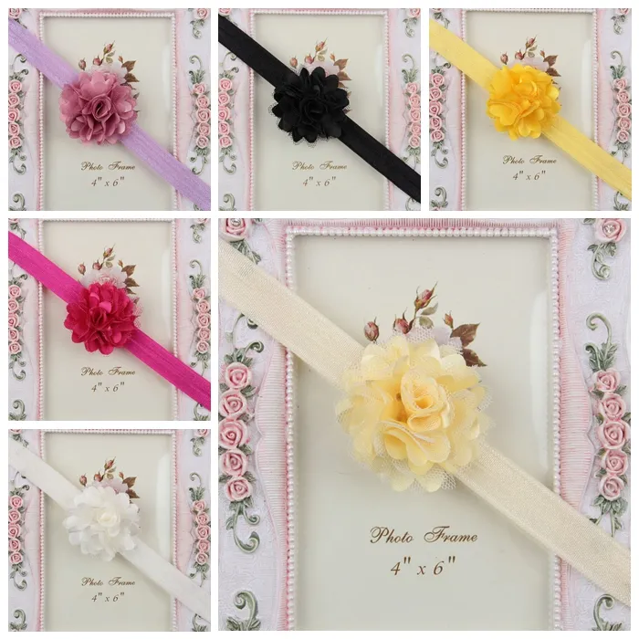 8pcs/lot 5 CM Newborn Infant Mini Satin Flower Hairband Handmade Fabric Floral Headband Toddler Hair Accessories Photo Props