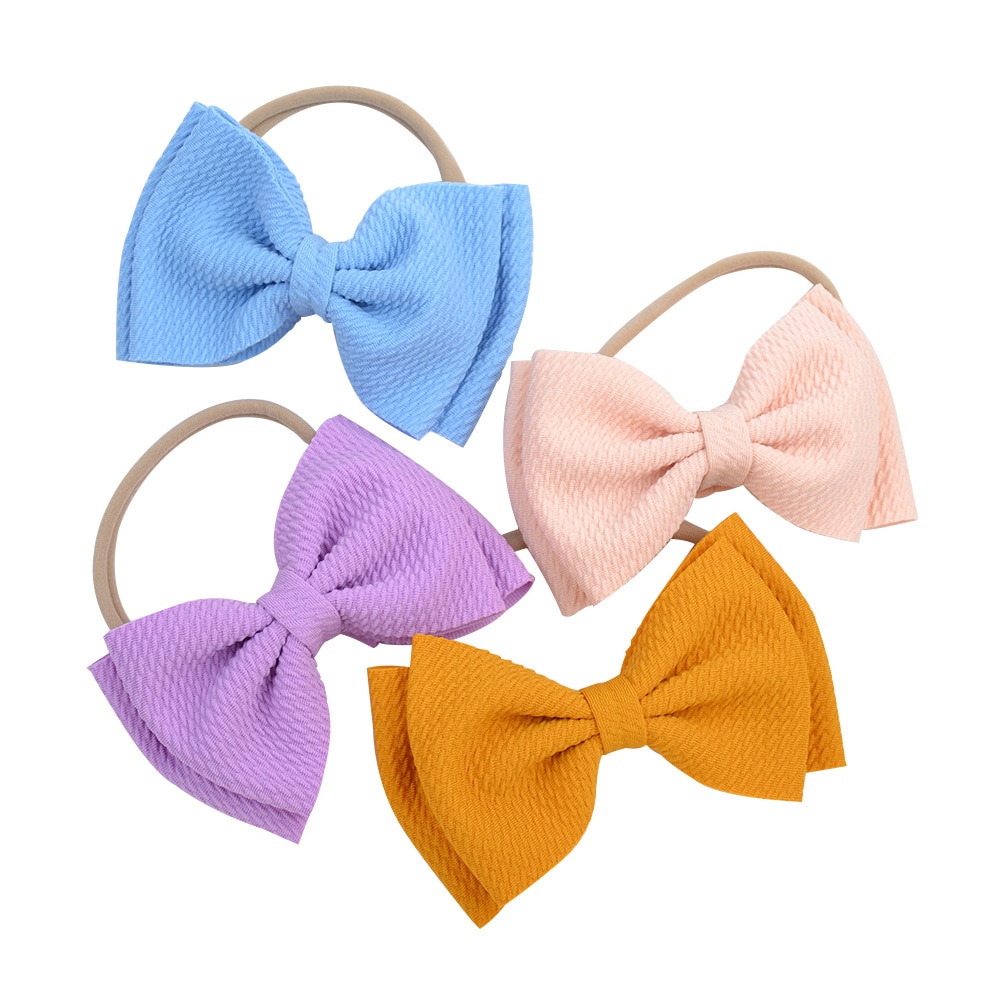 12 CM Handmade Fabric Bowknot Elastic Headband High Quality Nylon Infant Hairband Princess Bows Headwear Girls Party Decoration