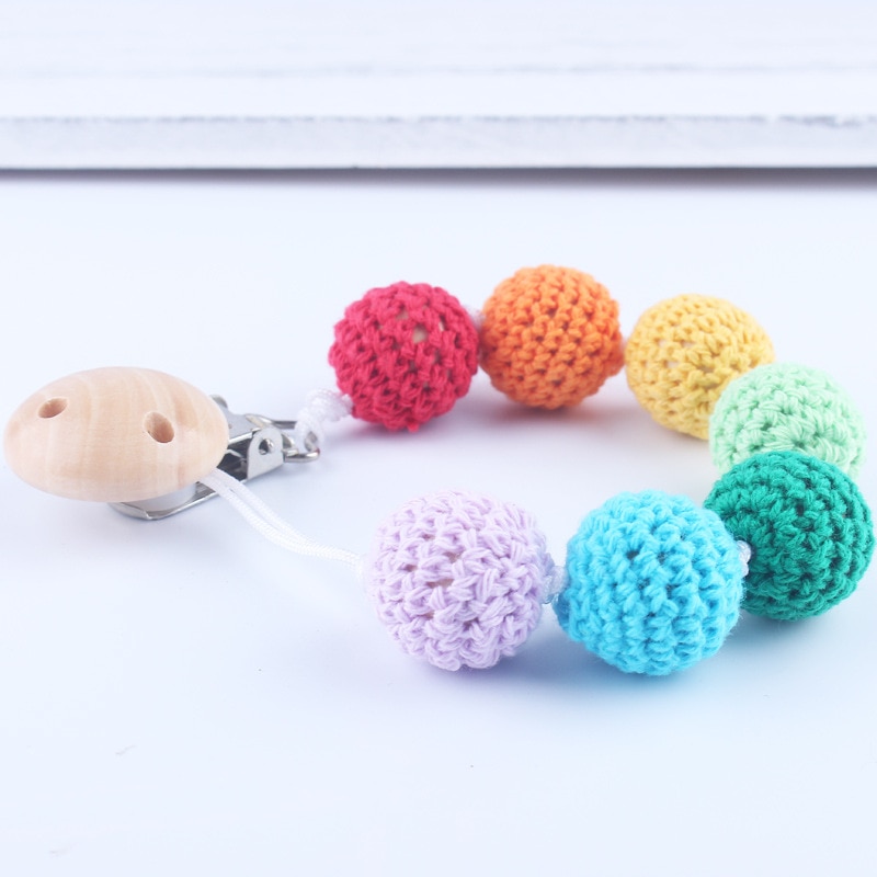 Anti-lost Pacifier Chain DIY Pacifier Baby Handmade Toy Pacifier Clip Rainbow Yarn Ball