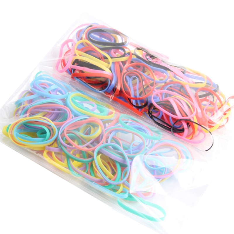 100pcs/bag Cute Girls Colourful Ring Disposable Elastic Hair Bands Ponytail Holder Rubber Band Scrunchies Kids Hair Accessories