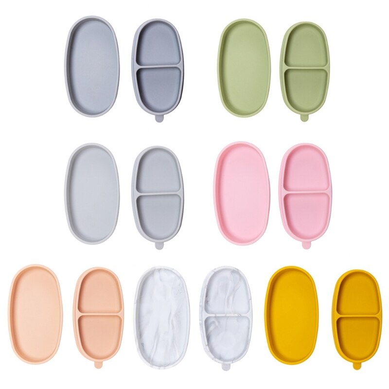 Baby Training Feeding Food Bowl with Lid Anti-slip Silicone Sucker Divided Plate Tray BPA-Free Dishes Tableware for Toddlers
