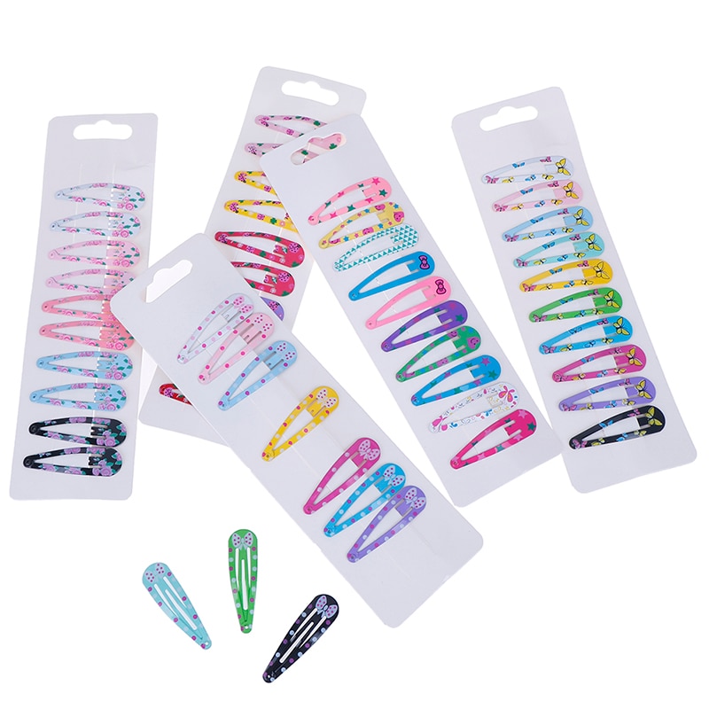 10 PCS Metal New Lovely Cartoon Heart Type Candy Color Girls Hairpins Hair Clip Kids Headwear Children Accessories Baby BB Clips