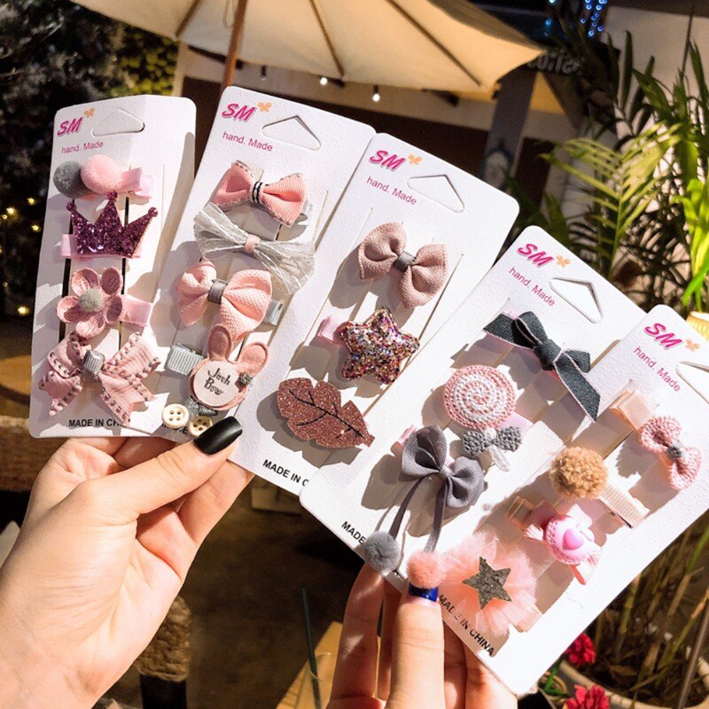 4 Pcs Girls Hair Pin Children's Hair Accessories Baby Hairpin Set Combination Princess Cute Baby Hair Card Headwear