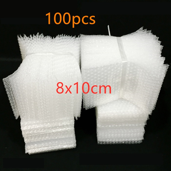 100pcs 8x10cm Plastic Wrap Envelope White Bubble Packing Bags PE Clear Shockproof Packaging Bag Double Film Bubble Bag