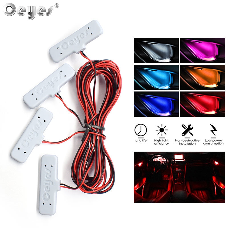 Ceyes 12V Auto Tür Schüssel Dekoration Licht Auto Innen Atmosphäre Willkommen Lampe 4 Pcs Universal