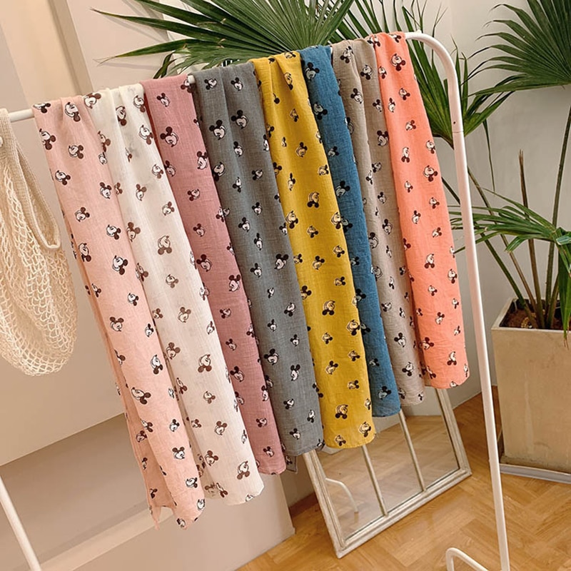 Children's Scarf Mickey pattern Cotton and linen Autumn Winter Baby warm Scarf Girl's Accesories Women's Silk Sca
