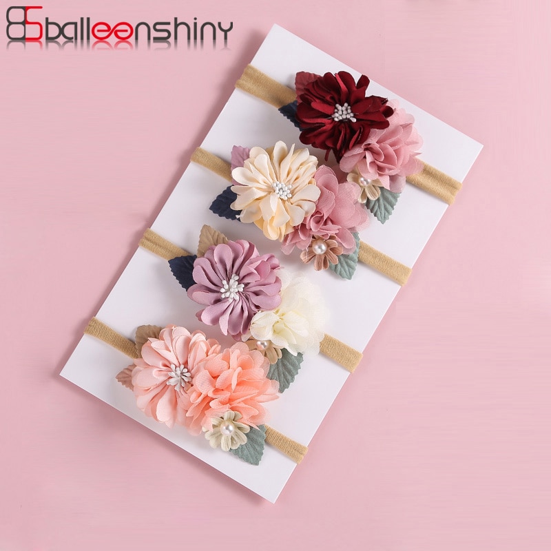 Balleenshiny New Fashion Florals Headband Newborn Baby Elastic Princess Hairbands Child Kids Cute Headwear Gifts Accessories