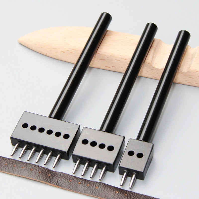 1Pcs 2/4/6/Loch Leder Locher Loch Cutter Leder Stanzen Werkzeug 4/5/6/mm Abstand Schwarz Runde