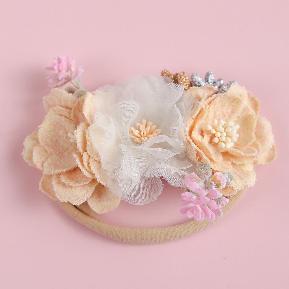 Baby Headband Girls Flower Headbands Infant Handmade Head Bands Kids Lovely Hair Accessories Toddler Elastic Hairband Photograph