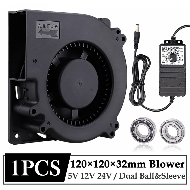 1Pcs Gdstime DC 5V 12V 24V 48V Radial Fan 120x120x32mm 120mm Dual Ball Industrie Tragbare Gebläse