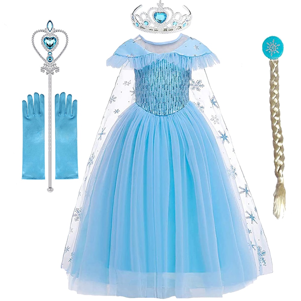 Girls Elsa Dresses Anna Costume Clothes Kid Cosplay Princess Dress Snow Queen Vestido Children's Birthday Parti Sukienki