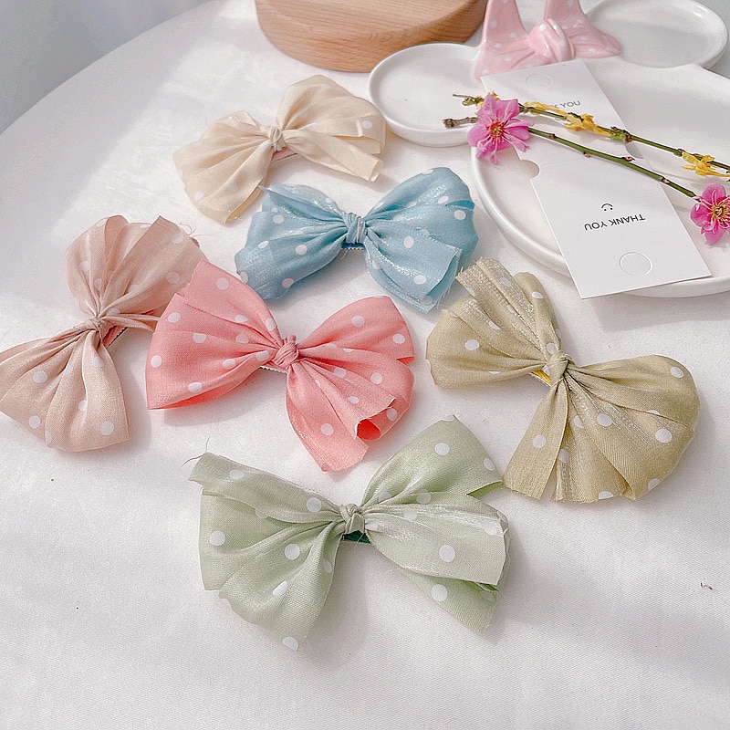 Dot Print Hair Pins Baby Girls Hair Accessories Butterfly Hair Clips Barrettes Bow Hair Styling Tools Hair Grips Headwear
