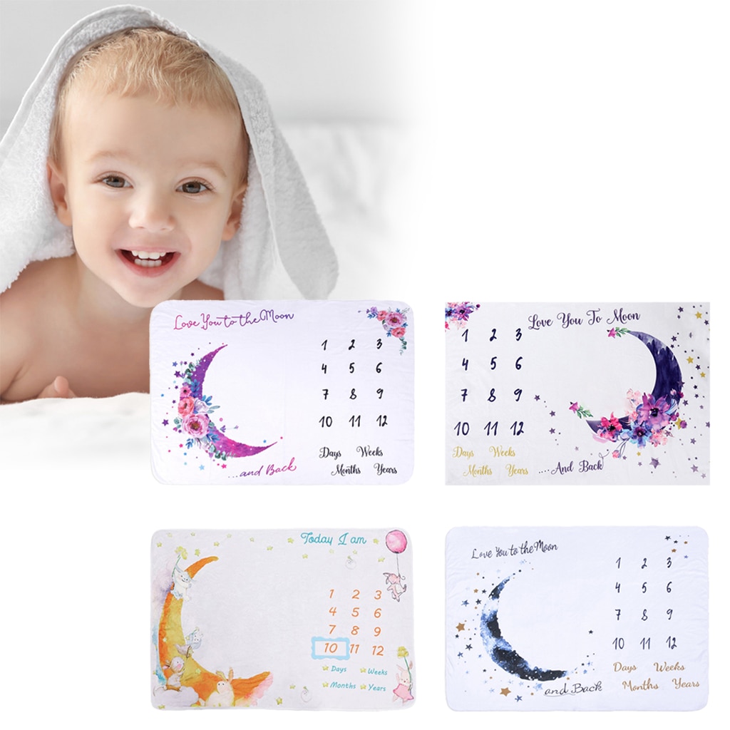 Large Newbron Baby Milestone Blanket Monthly Photography Photo Prop Cloth Monthly Milestone Blanket Baby Boy Girl Blanket