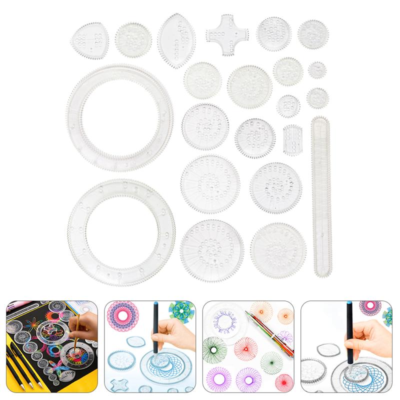 1 Set 22pcs Multifunction Drawing Kit Creative Drawing Tools (Transparent)
