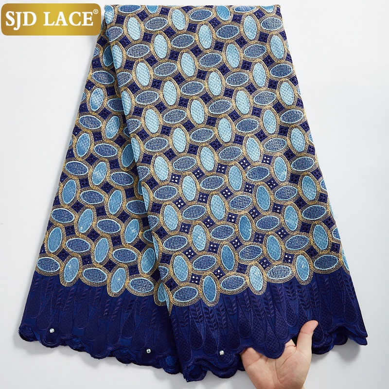 SJD SPITZE Hohe Qualität Schweizer Voile Spitze 5Yards Afrikanische Baumwolle Spitze Stoff Mit Loch