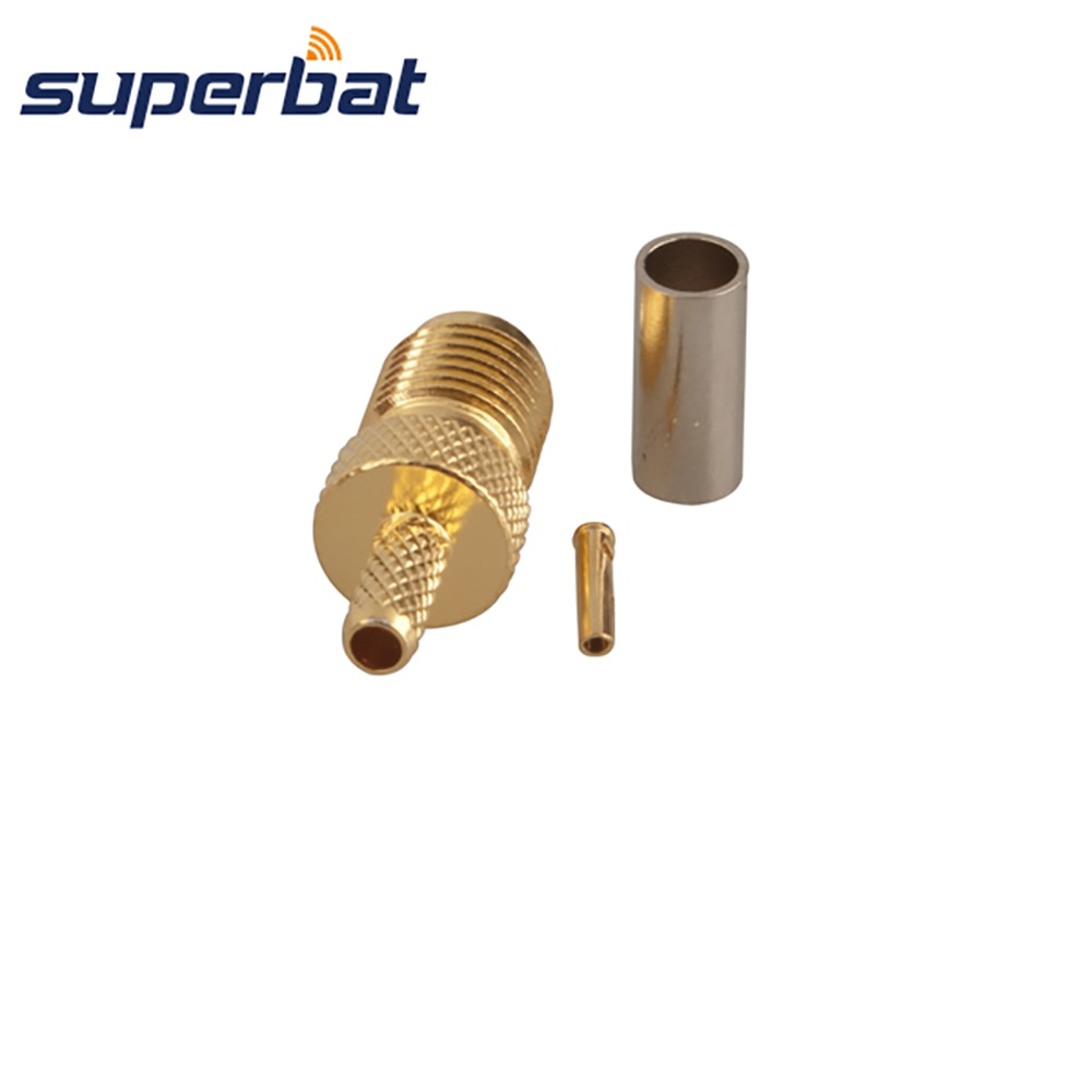 Superbat SMA Female Crimp Straight Coaxial Connector for RG174,RG188A,RG316,LMR100 Cable