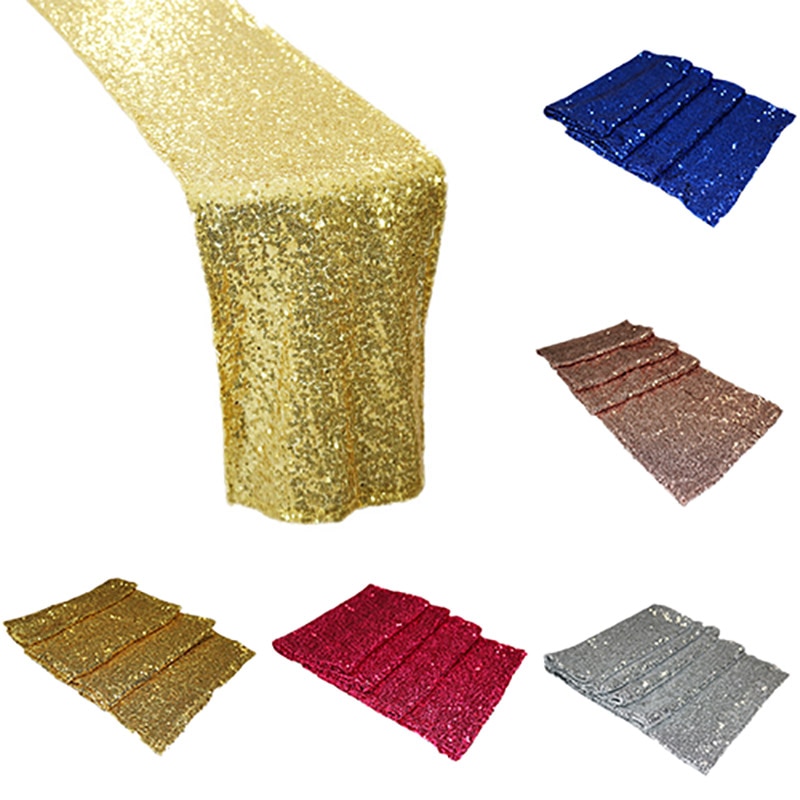 1Pcs 30cm*120cm Home Decor Table Runner Cloth with Sequin Multipurpose Wedding Party Decor Photography Props
