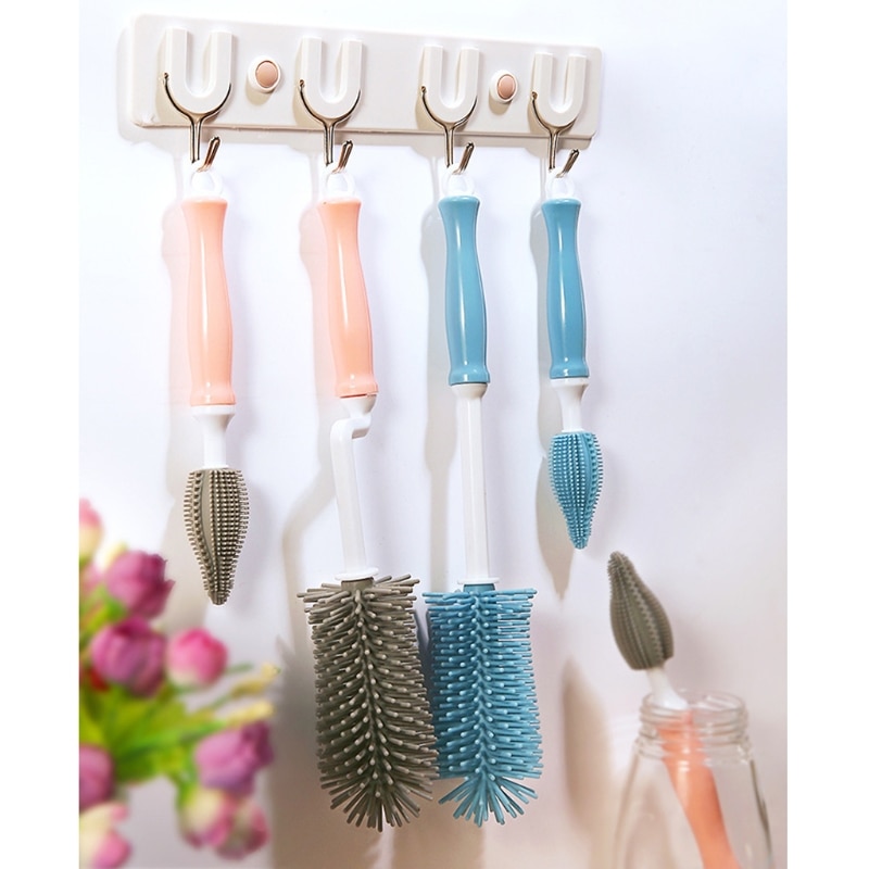 3pcs Baby Bottle Brushes Silicone 360 Degree Rotation Nipple Cup Cleaning Brush GXMB
