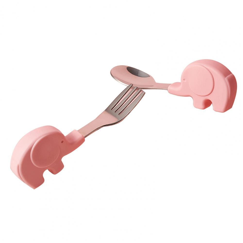 1 Set Kids Spoon Safe Food Grade Stainless Steel Toddler Dinnerware Fork for Baby