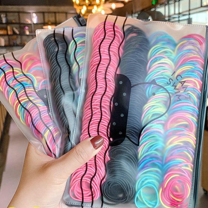 500 Pcs/bag Girls Elastic Hair Bands Headwear New Gift Cute Colorful Soft Scrunchies Rubber Bands Headbands Hair Accessories