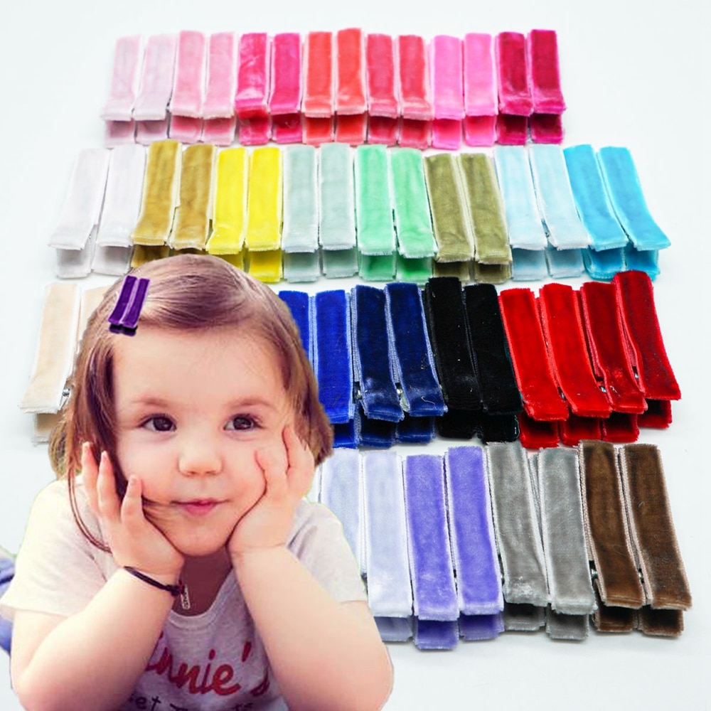 30pcs/lot 4.5 CM Soft Comfortable Velvet Toddler Bangs Hairpins Cute Princess Headwear DIY Accessories Hairstyle Design Tools