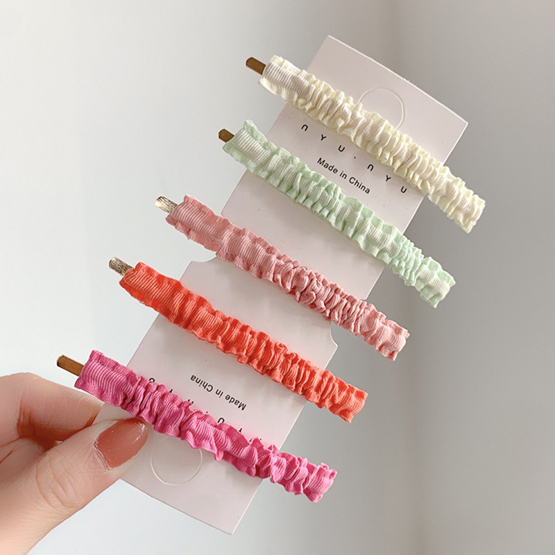 Candy Color Hair Pins For Girls Hair Accessories Pleated Hair Grips Barrettes Hair Clips Baby Clip Daily Hair Wear Hairpin