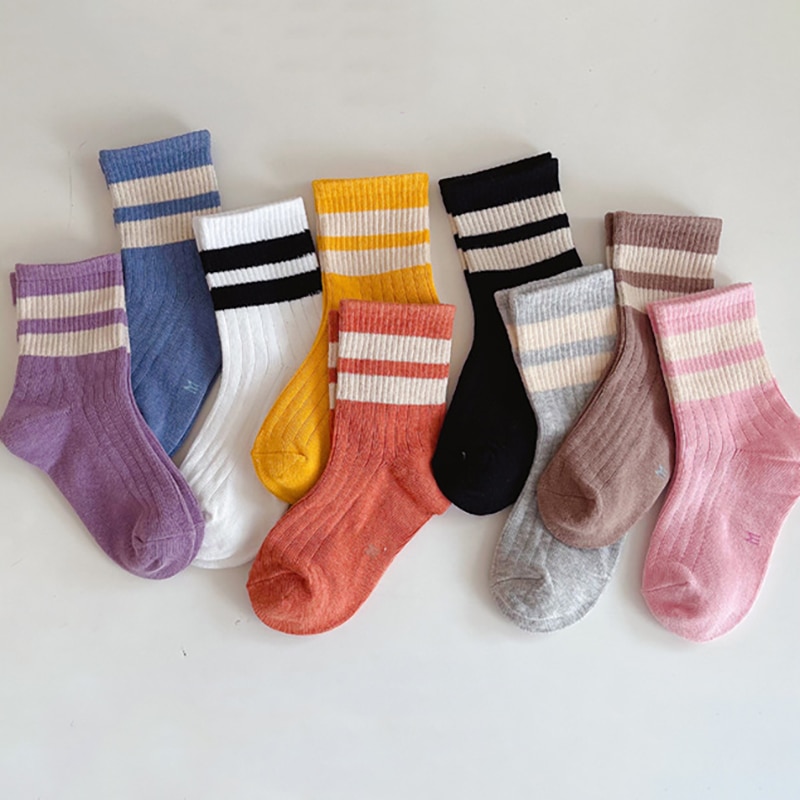 1-10 Years Kids Boys Cotton Sock Sports Toddlers Girls Ankle Socks Baby Soft Stripped Children Socks School Clothes