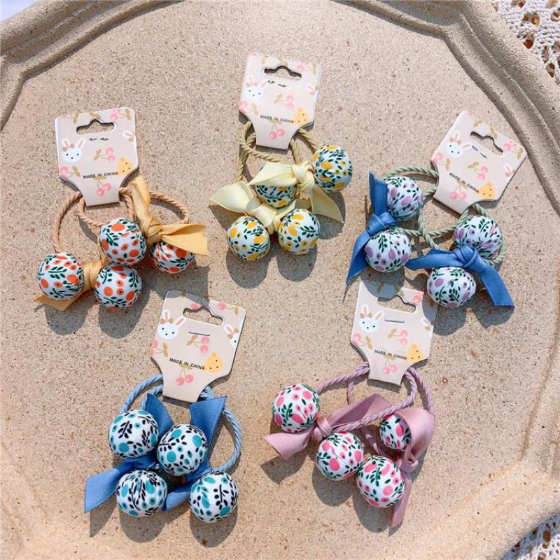Korean Floral Print Elastic Hair Bands Baby Girls Hair Accessories Kids Hair Ring Head Rope Hair Styling Tools Headwear