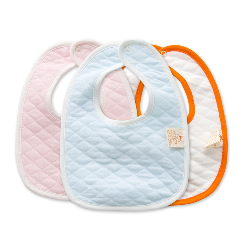 Newborn Baby Saliva Towel Bib Bib Thickened Double Layer Quilted Cotton Pure Color Soft Baby Saliva Towel Snap Button NewbornBib