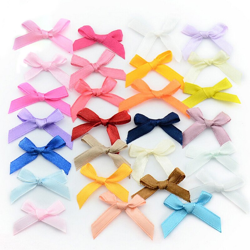 500 Pcs/lot Handmade Mini Satin Gift Bow Ribbon Birthday Wedding Family Holiday Party Decoration Mixed Colors