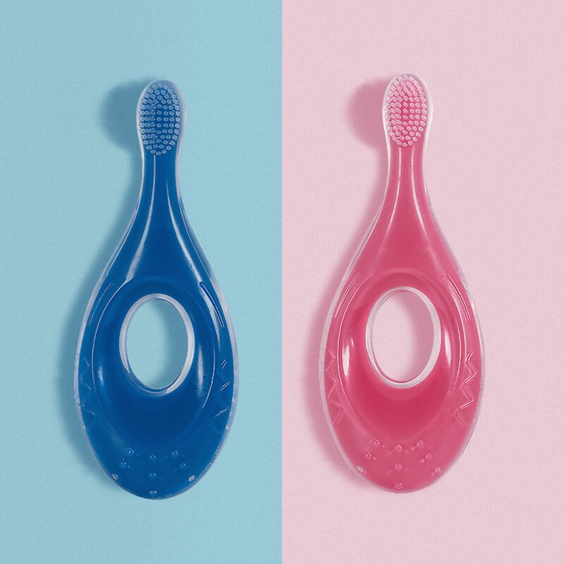 Baby Silicone Toothbrush Tool Infant Gums Massager Molar Rod Multi-Purpose Soft Silicone Teething Stick Brush With Handle Buckle