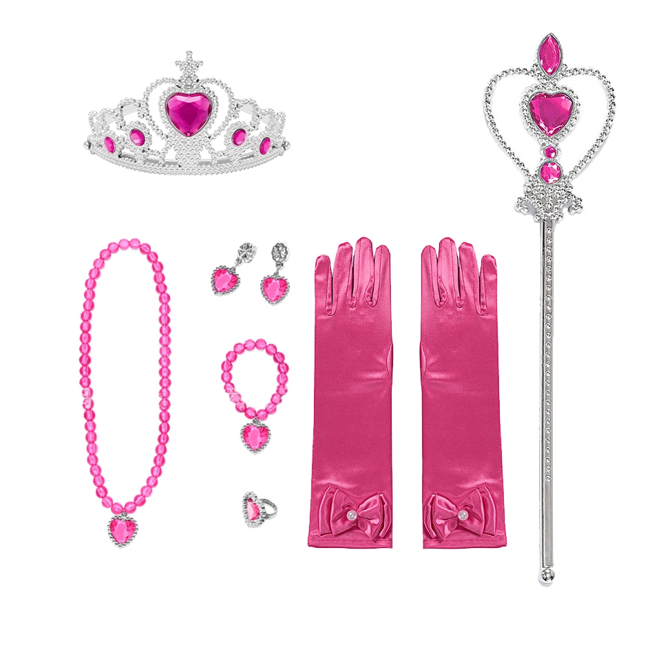 Children's Cute Princess Headdress Headwear for Girls Princess Crown Necklace Glove Wand Kid's Lovely Jewellery Access
