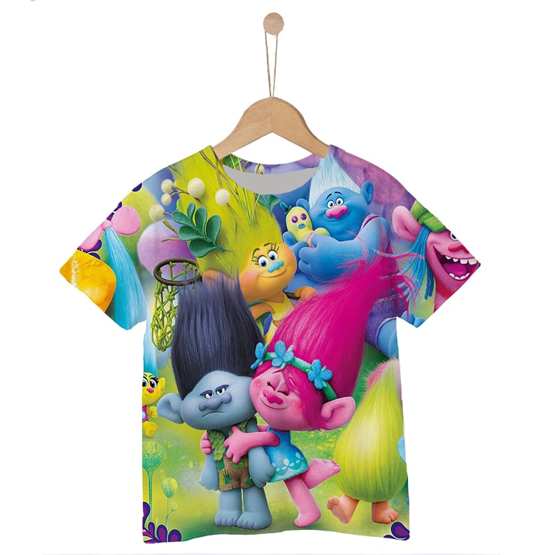 2021 Trolls world tour 3D Print T shirt Boys and girls Trolls Tee Tshirt Funny Cartoons Graphics Unisex Children Casual Tops