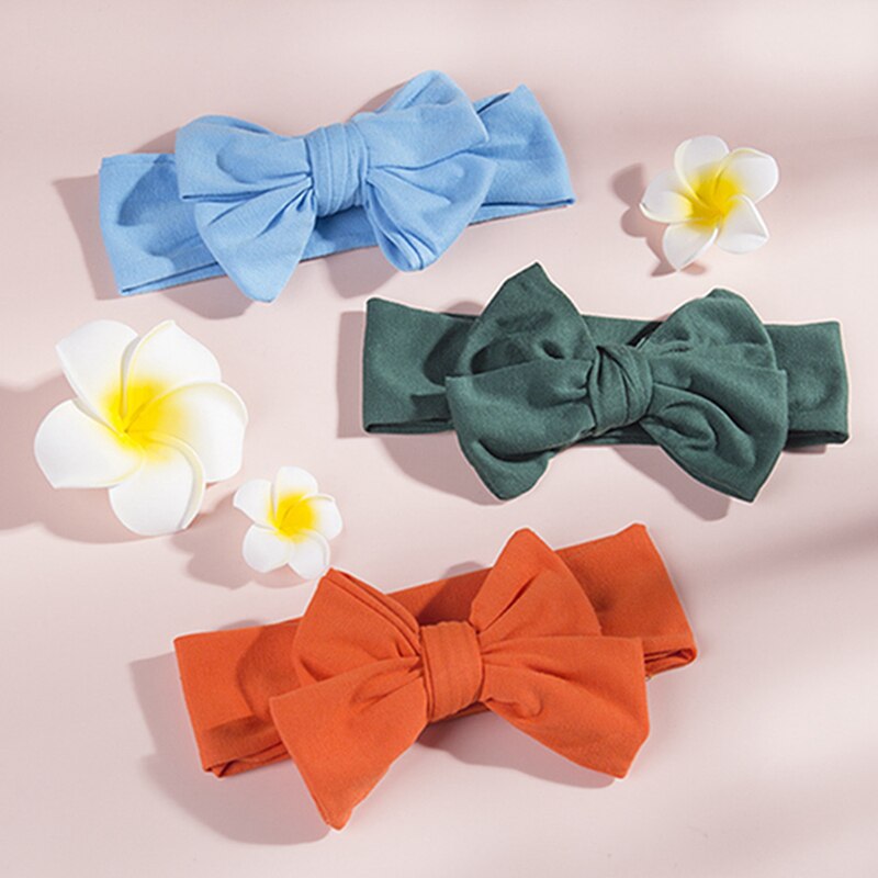 Solid Color Double Bowknot Toddler Elastic Headband Fashion DIY Baby Girls Hairband Infant Clothing Decoration Kids Accessories