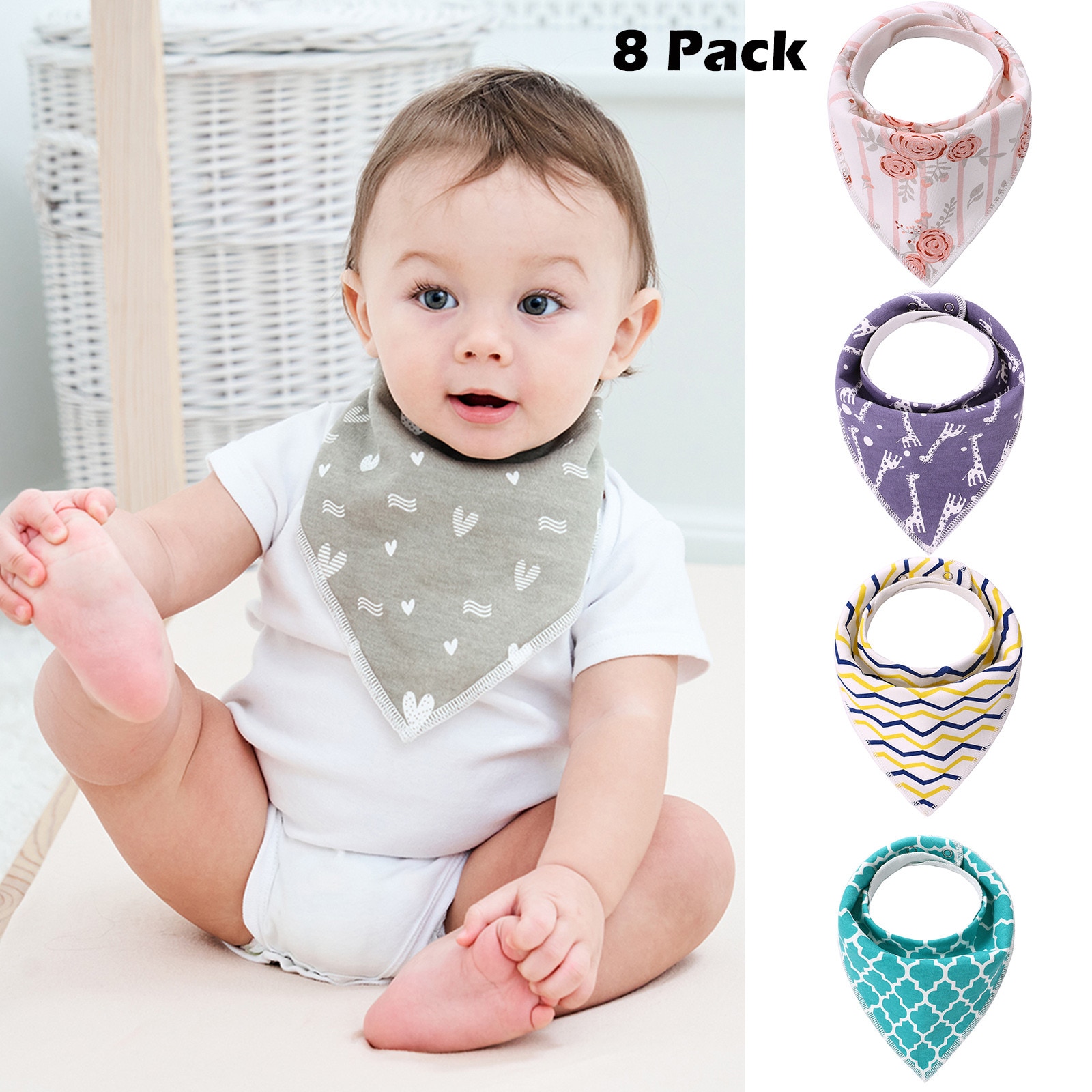 New Baby Bandana Bibs For Baby Bibs Drooling And Teething Absorbent Bibs 8 Pack High Quality Fashion Baby Saliva Bib