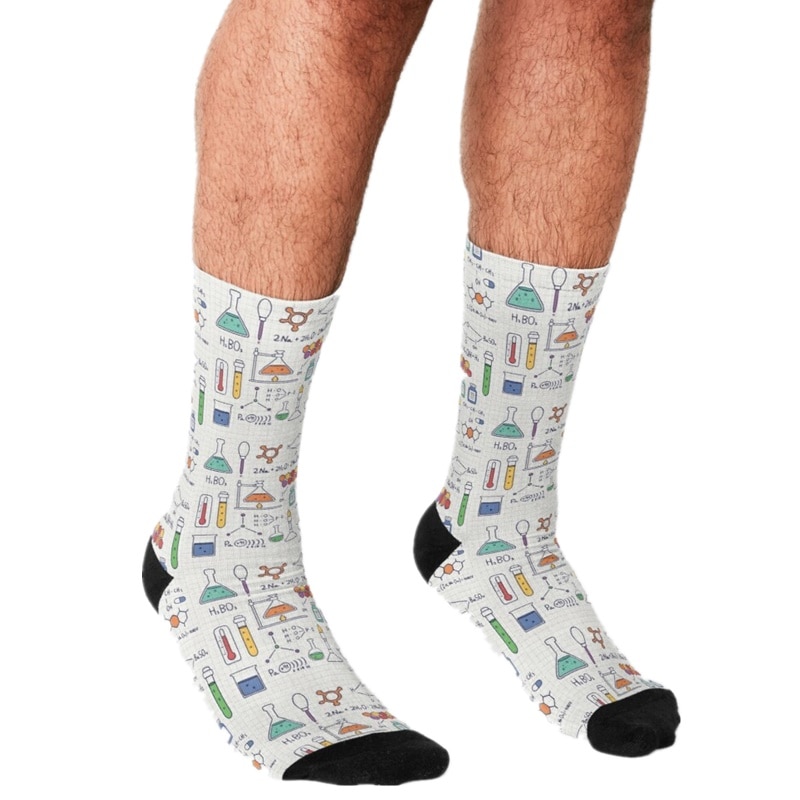 Funny Socks Men harajuku Science Studies Photographic Printed Happy hip hop Men Socks Novelty Skateboard Crew Casual Crazy Socks