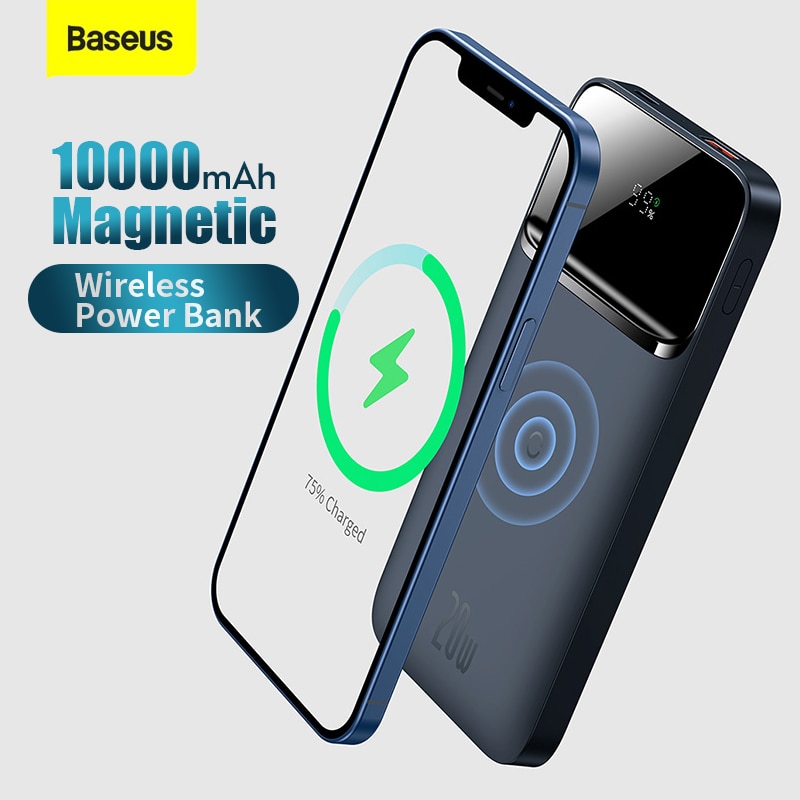 Baseus 20W 10000mAh Magnetic Wireless Schnell Lade Power Bank Digital Display Für iPhone 11 12 13