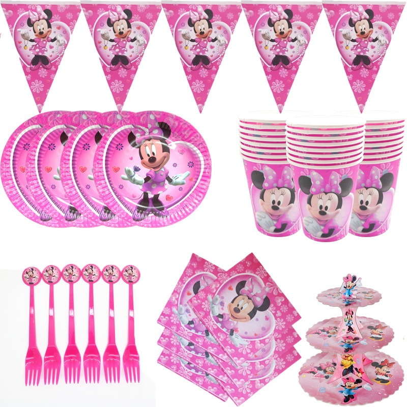 Disney Minnie Maus mädchen favor birthday party decor baby mädchen geburtstag Einweg geschirr oder